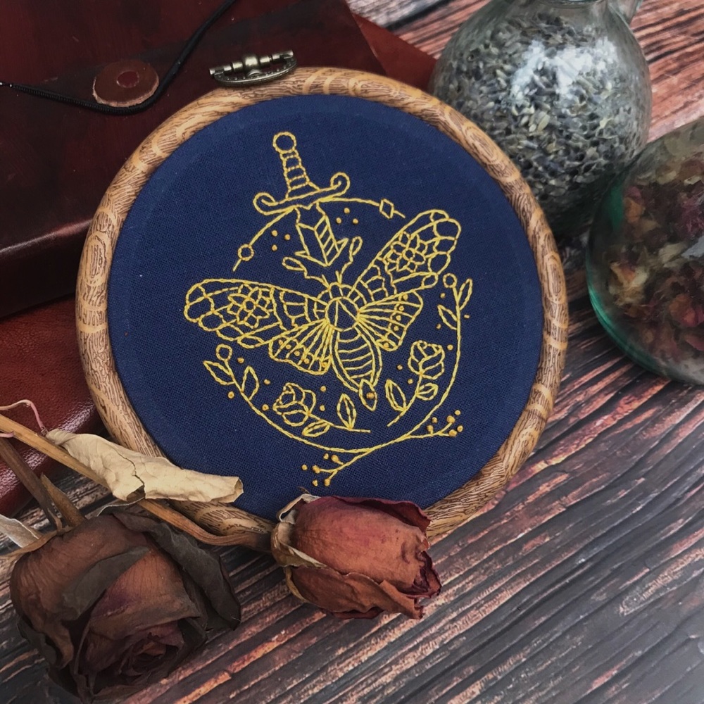 🍂🍄 Handmade Moth Embroidery 🍄🍂